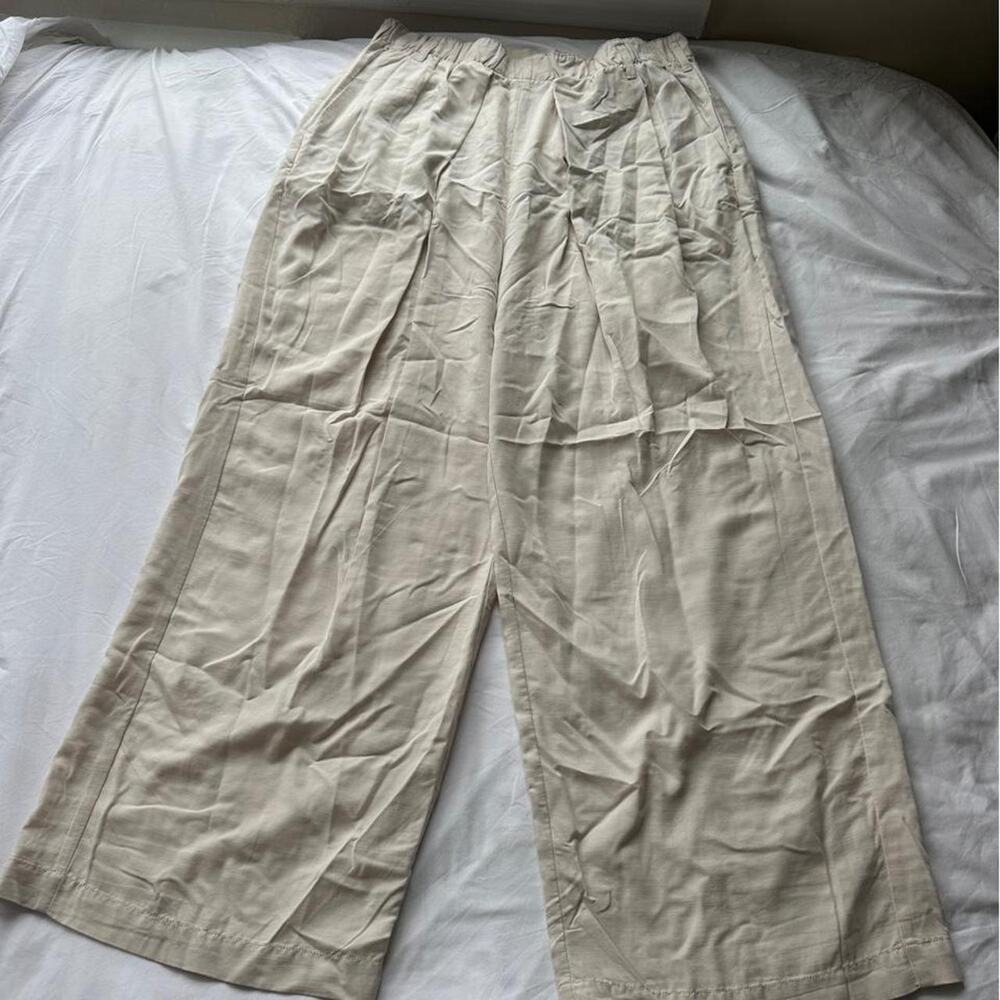 Cream wide leg pants with